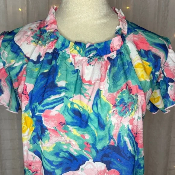BiBi Multicolor Floral Ruffle Top - Picture 3 of 7